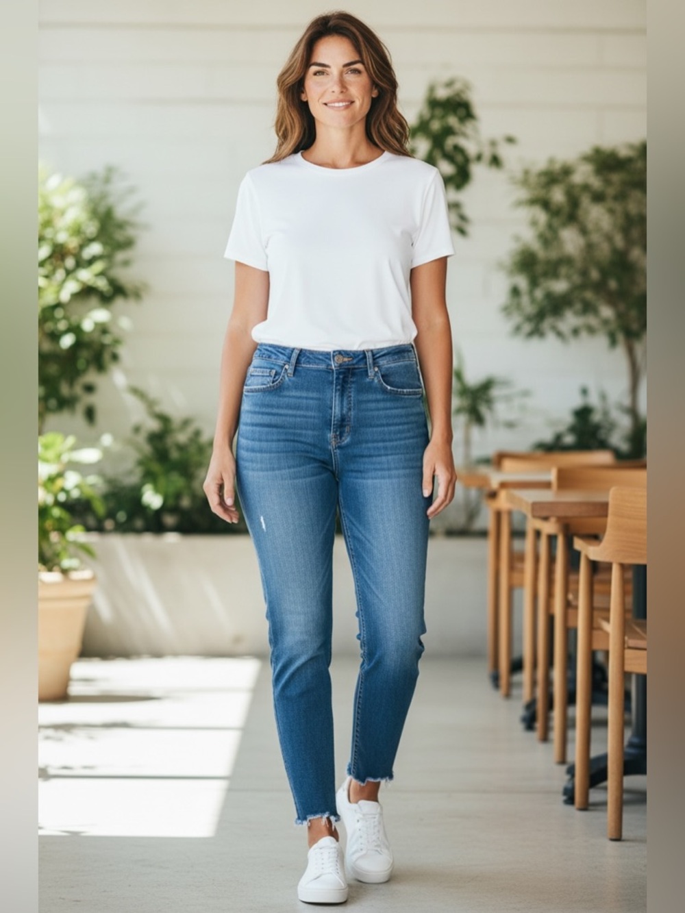 Old Navy Slim High-Rise Ankle Jeans in Medium Blue